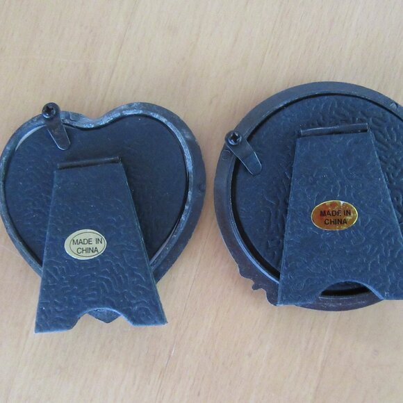 Purple rhinestone picture photo frames - round and heart shaped with butterfly - Picture 7 of 7